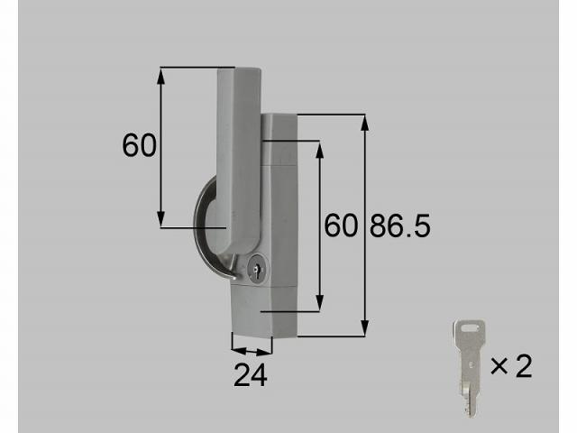 LIXIL（新日軽）　鍵付クレセント（L=60）R　グレー系　【品番：SVQJ67ARS06】