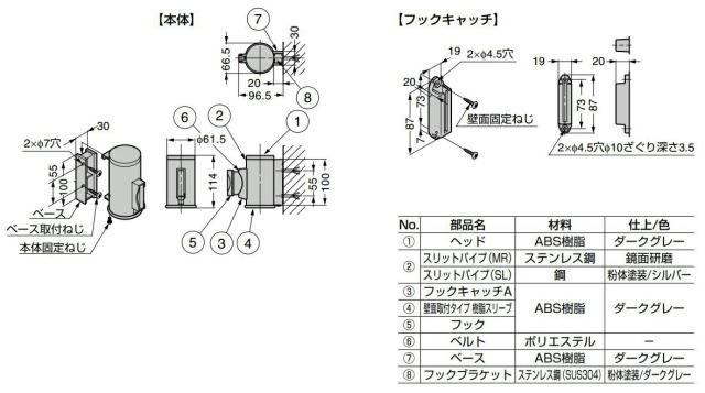 スガツネ工業　LAMP　壁面取付 ベルトリールパーティション AP-BR351型　レッド　【品番：AP-BR351 MR RD】_2
