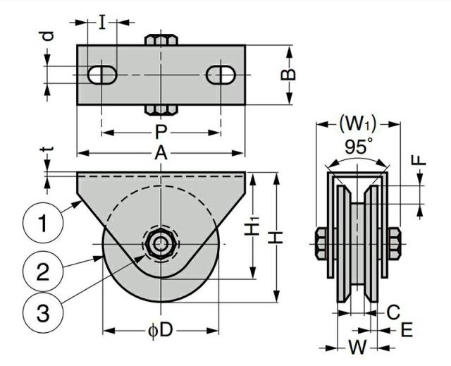 スガツネ工業　LAMP　ステンレス 重量用戸車 JS300型 枠付V型　【品番：JS300-60V】_2