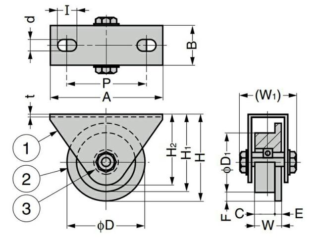 スガツネ工業　LAMP　ステンレス 重量用戸車 JS315型 枠付L型　【品番：JS315-100L】_2