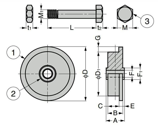 スガツネ工業　LAMP　ステンレス 重量用戸車 JS325型 枠無L型　【品番：JS325-150L】_2