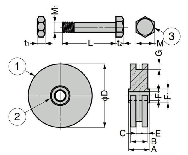 【メール便対応】スガツネ工業　LAMP　ステンレス 重量用戸車 JS380型 枠無コ型　【品番：JS380-90H】_2