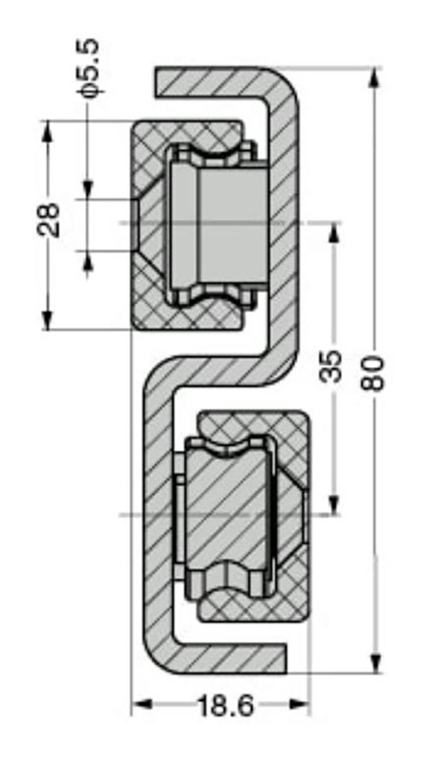 スガツネ工業　Rollon　重量用ローラースライドレール SG-TLR型 ガイドタイプ サイズ28 左用　【品番：SG-TLR28P-0370L】_2