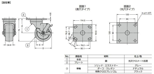 スガツネ工業　DARCOR　重量用キャスター 70シリーズ プレートタイプ　【品番：SUG-31-74-PSE】_1