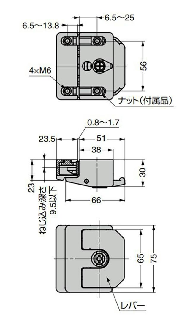 スガツネ工業　DIRAK　引戸用ラッチ錠 265-9610型 アルミフレーム用　【品番：265-9610】