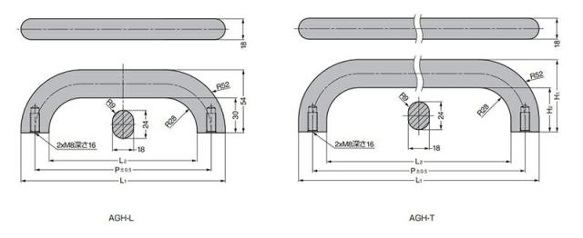 スガツネ工業　LAMP　アルミグリップハンドル AGH-L型 ストレートタイプ PAT　マットシルバー　【品番：AGH-L350SL】