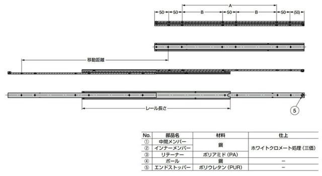 スガツネ工業　CHAMBRELAN　スライドレール CBL-E1400 重量用　【品番：CBL-E1400-600】_2