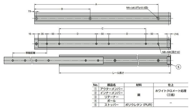 【電子メール便相応う】スガツネ工業 CHAMBRELAN 横すべり軌跡 CBL-R71 超掛け目用 【品番：CBL-R71-250】