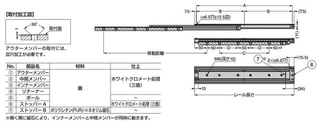 スガツネ工業　CHAMBRELAN　スライドレール CBL-RA7R 超重量用　【品番：CBL-RA7R-550】_2