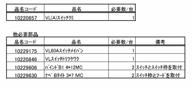 メール便対応】タカラスタンダード レンジフード用スイッチ銘板 VL60A