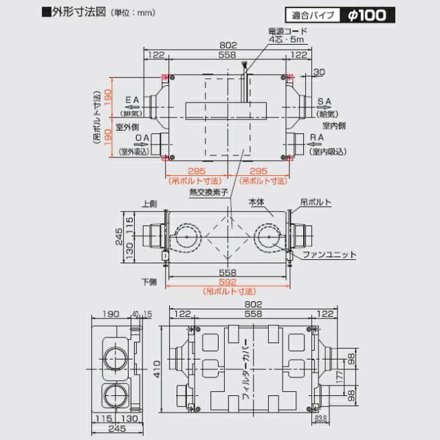 高須産業　ダクト式24時間換気システム エアロードシリーズ　全熱交換形エアロード24B（天井埋込タイプ）　【品番：TSK-24B】_2