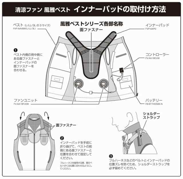 TJMデザイン（TAJIMA） 清涼ファン風雅ベスト2 フルセット3L 【品番