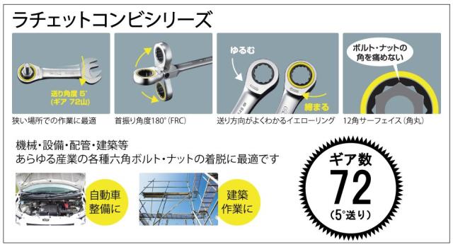 トップ工業　首振りラチェットコンビセット　【品番：FRC-6000】_1