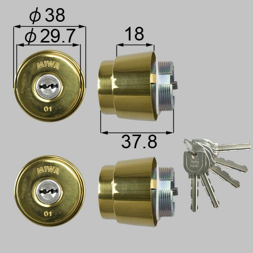 LIXIL（トステム）　ドア錠セット（MIWA URシリンダー）　ゴールド　【品番：DCZZ0017】
