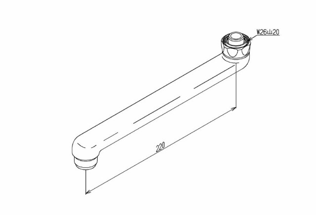 TOTO 自在スパウト（220mm、整流キャップ付） 【品番：THYB12-2】の