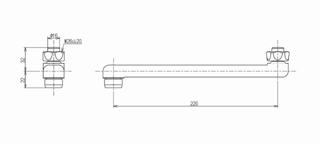 TOTO 自在スパウト（220mm、整流キャップ付） 【品番：THYB12-2】の