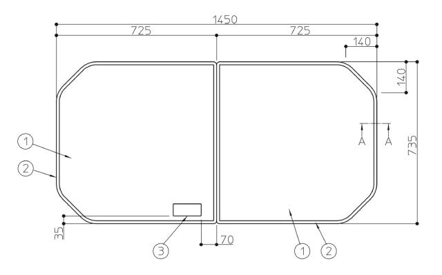 TOTO　組み合わせ2枚風呂蓋1600軽量　【品番：EKK81015WWG2】