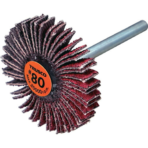 トラスコ中山（TRUSCO）　TRUSCO　セラミックフラップホイール　軸径３ｍｍ　＃８０　外径３０×幅５×軸長３０　（１０個入）　【品番：TCF3005-CE-80】 6,163円
