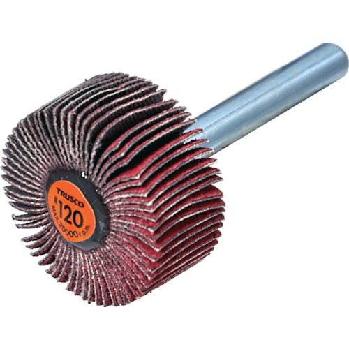 トラスコ中山（TRUSCO）　TRUSCO　セラミックフラップホイール　軸径６ｍｍ　＃１２０　外径３０×幅１５×軸長４０　（５個入）　【品番：TCF3015-CE-120】