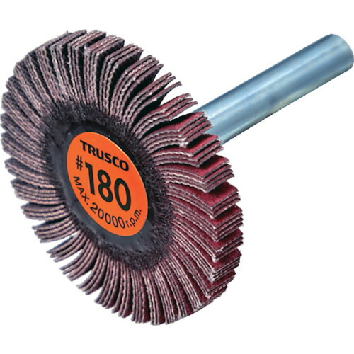 トラスコ中山（TRUSCO）　TRUSCO　セラミックフラップホイール　軸径６ｍｍ　＃１８０　外径４０×幅５×軸長４０　（５個入）　【品番：TCF4005-CE-180】