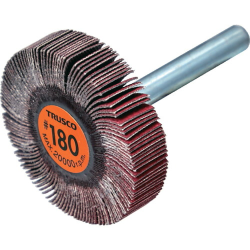 トラスコ中山（TRUSCO）　TRUSCO　セラミックフラップホイール　軸径６ｍｍ　＃１８０　外径４０×幅１０×軸長４０　（５個入）　【品番：TCF4010-CE-180】