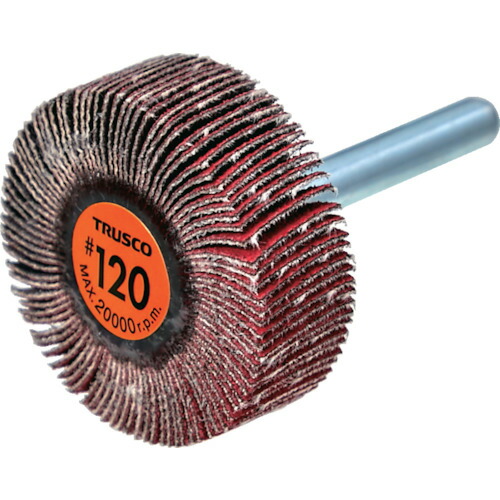 トラスコ中山（TRUSCO）　TRUSCO　セラミックフラップホイール　軸径６ｍｍ　＃１２０　外径４０×幅１５×軸長４０　（５個入）　【品番：TCF4015-CE-120】