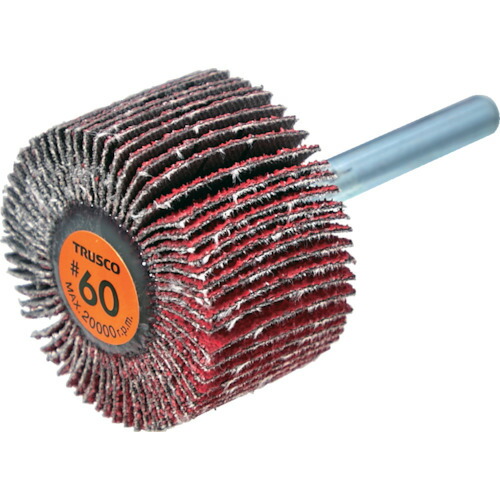 トラスコ中山（TRUSCO）　TRUSCO　セラミックフラップホイール　軸径６ｍｍ　＃６０　外径４０×幅２５×軸長４０　（５個入）　【品番：TCF4025-CE-60】