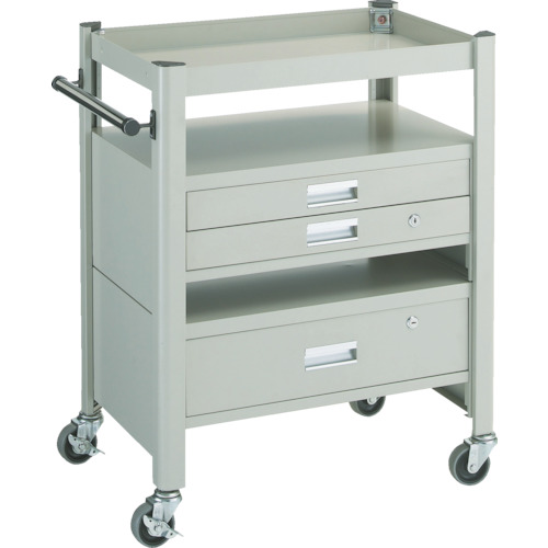 トラスコ中山（TRUSCO）　TRUSCO　コンビネーションワゴン　６４３Ｘ４２７ＸＨ８８０　１段・２段引出付　【品番：TCW-81DE】