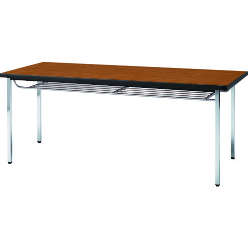 トラスコ中山（TRUSCO）　TRUSCO　会議用テーブル　１２００Ｘ６００ＸＨ７００　下棚付　丸脚　チーク　【品番：TDST1260-T】