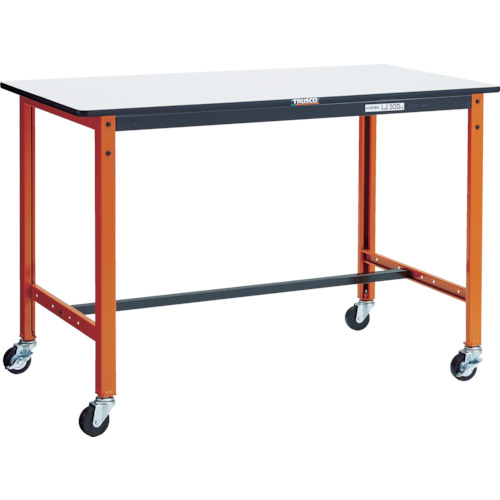 トラスコ中山（TRUSCO）　TRUSCO　軽荷重作業台（１５０ｋｇ）ＴＦＡＥＬ型　１２００Ｘ６００ＸＨ８０６　φ７５キャスター付　オレンジ色　【品番：TFAEL-1260C75】