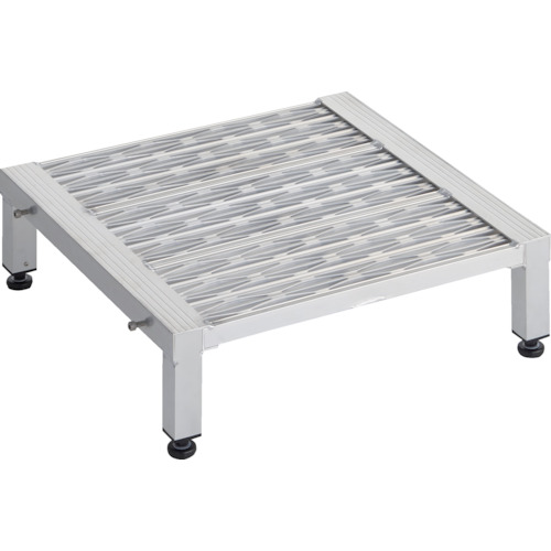 トラスコ中山（TRUSCO）　TRUSCO　高床式アルミ製ステップ　グレーチング仕様　６００Ｘ６００ＸＨ１９０〜２２０　【品番：TFSGH-0660AL】