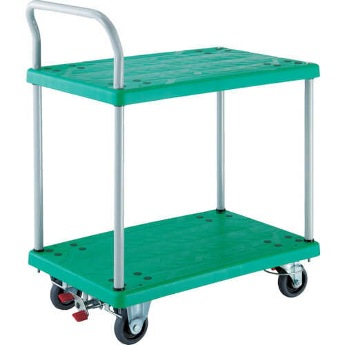 トラスコ中山（TRUSCO）　TRUSCO　樹脂台車　グランカート　片袖２段　４輪リングストッパー付　【品番：TP-704JKRS-4】