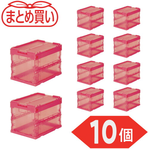 トラスコ中山（TRUSCO）　TRUSCO　【まとめ買い】オリコン　α折りたたみコンテナ　スケルコン　２０Ｌ（蓋付）　透明レッド　１０個　【品番：TR-SC20-R-10P】