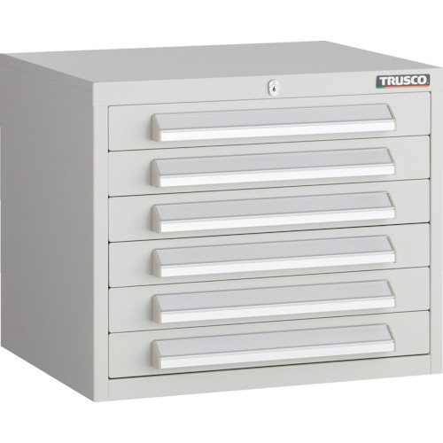 トラスコ中山（TRUSCO）　TRUSCO　ＷＬＶＲ型キャビネット　５００Ｘ４１２ＸＨ４２０　引出６段　ホワイト色　【品番：WLVR-421-W】