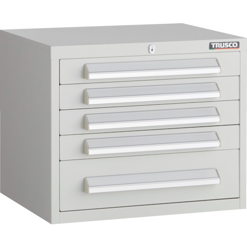 トラスコ中山（TRUSCO）　TRUSCO　ＷＬＶＲ型キャビネット　５００Ｘ４１２ＸＨ４２０　引出５段　ホワイト色　【品番：WLVR-423-W】