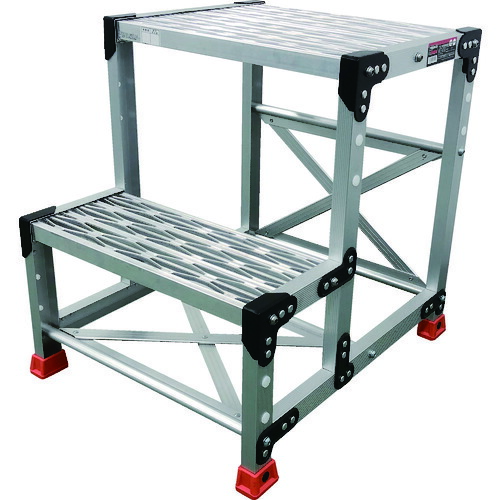 トラスコ中山（TRUSCO）　作業用踏台　アルミ製・グレーチング仕様　ＳＵＳ金具　２段　高さ０．６ｍ　天板５００×４００　【品番：TSFGR-256】
