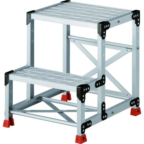 トラスコ中山（TRUSCO）　作業用踏台　アルミ製・グレーチング仕様　ＳＵＳ金具　２段　高さ０．６ｍ　天板５００×４００　【品番：TSFGR-256】_1