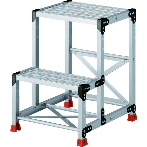 トラスコ中山（TRUSCO）　作業用踏台　アルミ製・グレーチング仕様　ＳＵＳ金具　２段　高さ０．７ｍ　天板５００×４００　【品番：TSFGR-257】