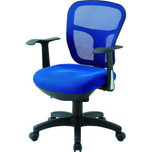 トラスコ中山（TRUSCO）　オフィスチェア MC-2A 背面メッシュタイプ肘付 ブルー　【品番：MC-2A-B】