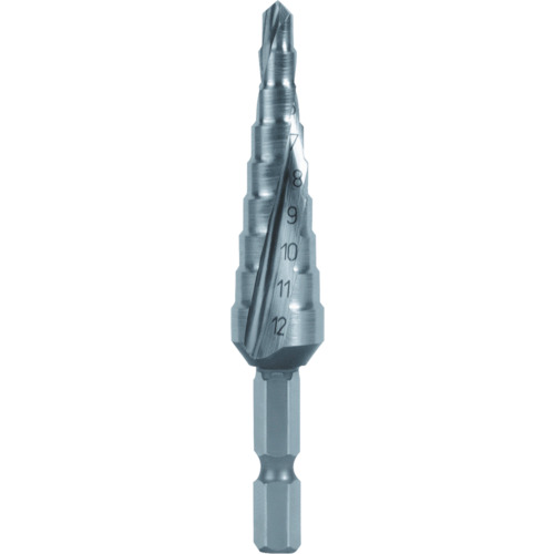 【メール便対応】トラスコ中山（TRUSCO）　六角軸ステップドリル 2枚刃 4〜12mm　【品番：TSDS12】