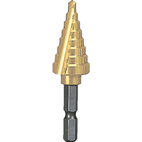 トラスコ中山（TRUSCO）　六角軸ステップドリル 2枚刃チタンコーティング 4〜18mm　【品番：NMS-18G】