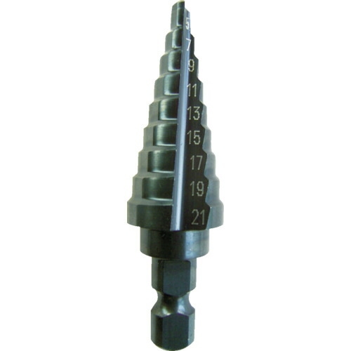 トラスコ中山(TRUSCO) ステップドリル 2枚刃黒染め表面処理 5〜25mm 段数11 【品番:NMS-25】