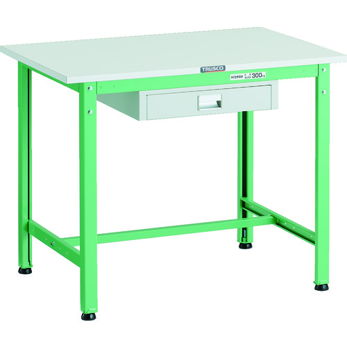 トラスコ中山（TRUSCO）　TRUSCO　軽荷重作業台（３００ｋｇ）ＡＥ型　９００Ｘ６００ＸＨ７４０　薄型１段引出し付　ヤンググリーン色　【品番：AE-0960UDC1 YG】