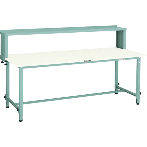 トラスコ中山（TRUSCO）　TRUSCO　軽荷重作業台高さ調節式（１５０ｋｇ）ＡＥＭ型　９００Ｘ６００ＸＨ９５４〜１２５４（全高）　上棚付　グリーン色　【品番：AEM-0960YURB】