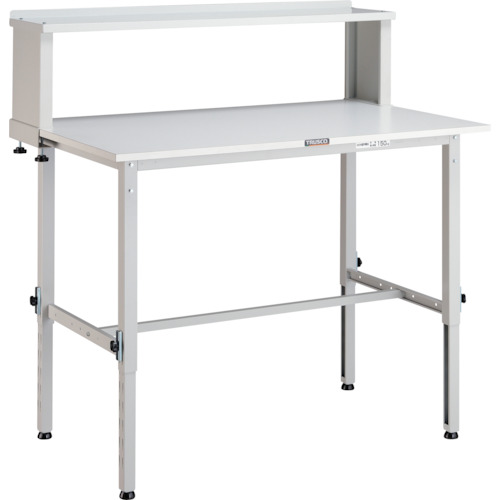 トラスコ中山（TRUSCO）　TRUSCO　軽荷重作業台高さ調節式（１５０ｋｇ）ＡＥＭ型　９００Ｘ６００ＸＨ９５４〜１２５４（全高）　上棚付　ホワイト色　【品番：AEM-0960YURB W】