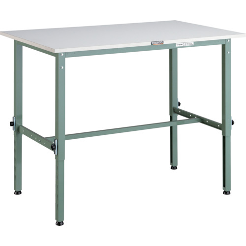 トラスコ中山（TRUSCO）　TRUSCO　軽荷重作業台高さ調節式（１５０ｋｇ）ＡＥＭ型　１２００Ｘ６００ＸＨ６５０〜９５０　基本タイプ　グリーン色　【品番：AEM-1260】