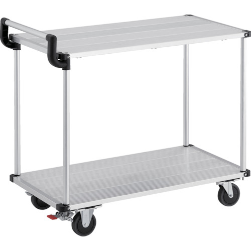 トラスコ中山（TRUSCO）　TRUSCO　アルミ台車　アルパカート　省音　２段式片袖タイプ　９００×４８０ｍｍ　ストッパー付　【品番：AL22-0948S】