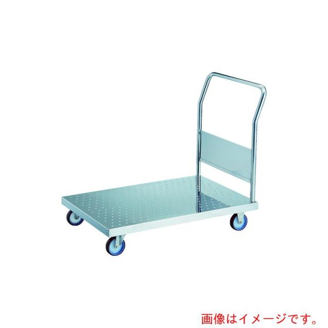 トラスコ中山（TRUSCO）　TRUSCO　オールステンレス製運搬車　オールステンレスエンボス天板台車　（固定ハンドルタイプ・ナイロンウレタン車輪）　８００×４５０×８５０　【品番：AS-EM3-100NU】