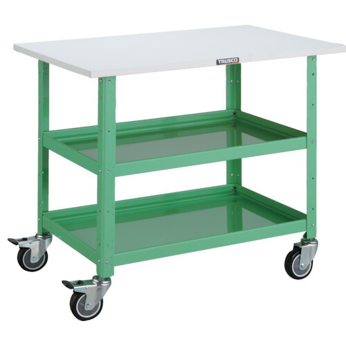 トラスコ中山（TRUSCO）　TRUSCO　ツールワゴン　バーディワゴン　７５０Ｘ５００　天板付　ウレタン車輪　ヤンググリーン　【品番：BDW-772TU-YG】