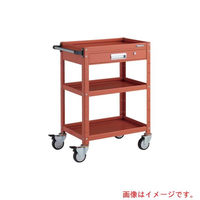 トラスコ中山（TRUSCO）　TRUSCO　ツールワゴン　バーディワゴン　６００Ｘ４００　引出付　ウレタン車輪　オレンジ　【品番：BDW-963VU-OROR】